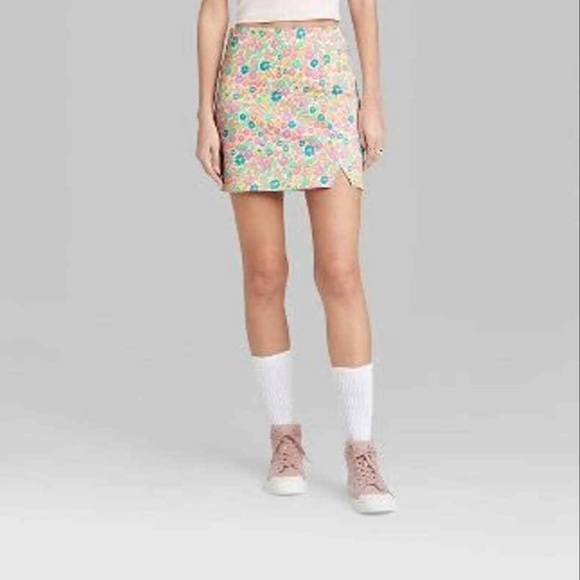 Wild Fable Floral Print Jean Mini Skirt Size 2 - Picture 2 of 7